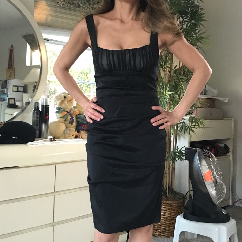xscape black cocktail dress Xscape Short Scuba Off the Shoulder Ruffle Women's Dress Black : 16